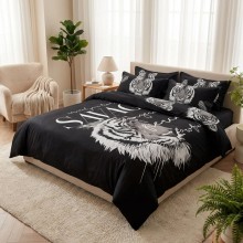 3D комплект чаршафи, от 6 части - Бял тигър