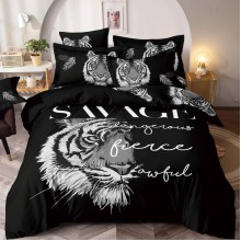 3D комплект чаршафи, от 6 части - Бял тигър