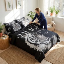 3D комплект чаршафи, от 6 части - Бял тигър