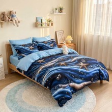 5D спален комплект чаршафи- Морско дъно, от 6 части с ластик