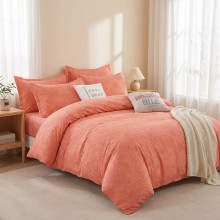 Спален комплект чаршафи,  Флори оранжев