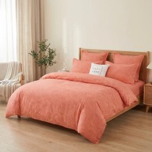 Спален комплект чаршафи,  Флори оранжев