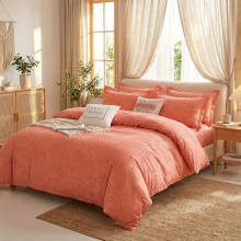 Спален комплект чаршафи,  Флори оранжев