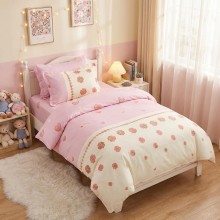 Спален комплект чаршафи за единично легло, от 4 части - Пийчи