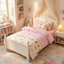 Спален комплект чаршафи за единично легло, от 4 части - Пийчи