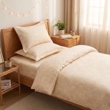 Спален комплект чаршафи за единично легло, от 4 части - Крем