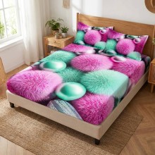 Спален комплект чаршафи с ластик от 3 части, Пухи