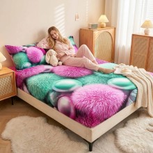 Спален комплект чаршафи с ластик от 3 части, Пухи