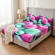 Спален комплект чаршафи с ластик от 3 части, Пухи