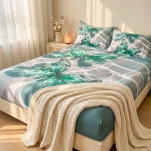 Спален комплект чаршафи с ластик от 3 части, Пеперуди