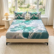 Спален комплект чаршафи с ластик от 3 части, Пеперуди