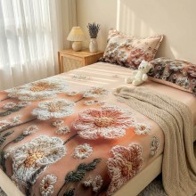 Спален комплект чаршафи с ластик от 3 части, Цвети