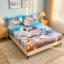 Спален комплект чаршафи с ластик от 3 части, Тюленче