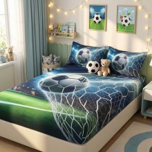 Спален комплект чаршафи с ластик от 3 части, Футбол