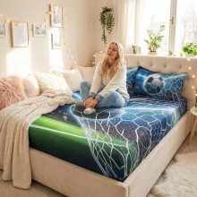 Спален комплект чаршафи с ластик от 3 части, Футбол