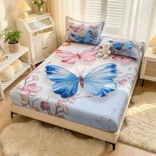 Спален комплект чаршафи с ластик от 3 части, Пеперуда