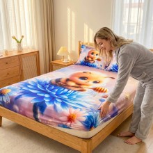 Спален комплект чаршафи с ластик от 3 части, Пчеличка