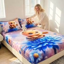 Спален комплект чаршафи с ластик от 3 части, Пчеличка