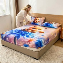 Спален комплект чаршафи с ластик от 3 части, Пчеличка