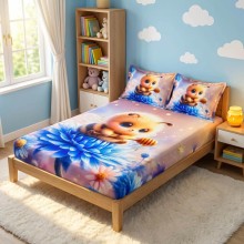 Спален комплект чаршафи с ластик от 3 части, Пчеличка