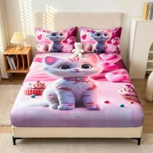 Спален комплект чаршафи с ластик от 3 части, Кети