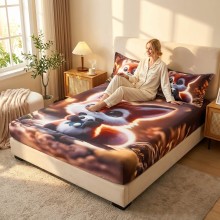 Спален комплект чаршафи с ластик от 3 части, Лисичка