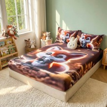 Спален комплект чаршафи с ластик от 3 части, Лисичка