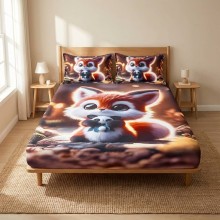 Спален комплект чаршафи с ластик от 3 части, Лисичка