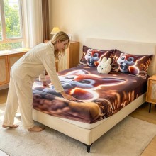 Спален комплект чаршафи с ластик от 3 части, Лисичка