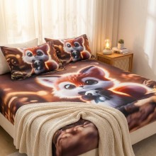 Спален комплект чаршафи с ластик от 3 части, Лисичка