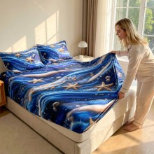 Спален комплект чаршафи с ластик от 3 части, Морско дъно