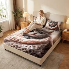 Спален комплект чаршафи с ластик от 3 части, Коти