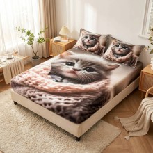 Спален комплект чаршафи с ластик от 3 части, Коти