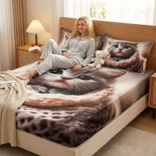 Спален комплект чаршафи с ластик от 3 части, Коти