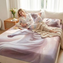 Спален комплект чаршафи с ластик от 3 части, Кон