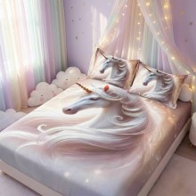 Спален комплект чаршафи с ластик от 3 части, Кон