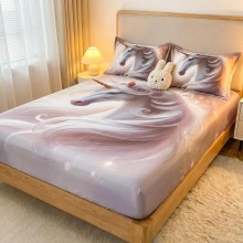 Спален комплект чаршафи с ластик от 3 части, Кон