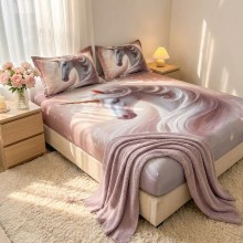 Спален комплект чаршафи с ластик от 3 части, Кон