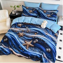 5D спален комплект чаршафи- Морско дъно, от 6 части с ластик 5D спален комплект чаршафи- Морско дъно, от 6 части с ластик