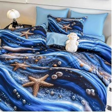 5D спален комплект чаршафи- Морско дъно, от 6 части с ластик 5D спален комплект чаршафи- Морско дъно, от 6 части с ластик