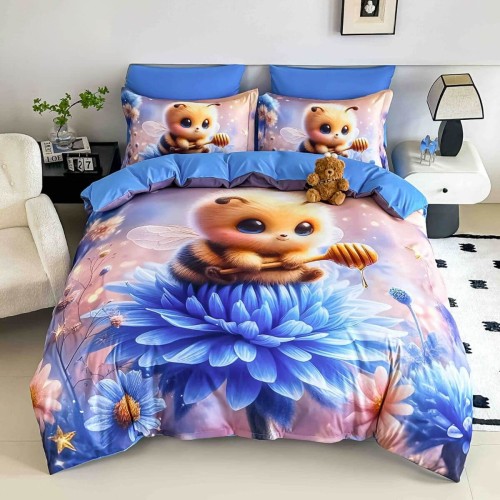 5D спален комплект чаршафи- Мед, от 6 части с ластик 5D спален комплект чаршафи- Мед, от 6 части с ластик