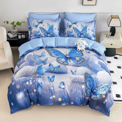 5D спален комплект чаршафи- Пеперуди, от 6 части с ластик 5D спален комплект чаршафи- Пеперуди, от 6 части с ластик