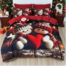 Коледен спален комплект чаршафи - Приятели, от 6 части с ластик
