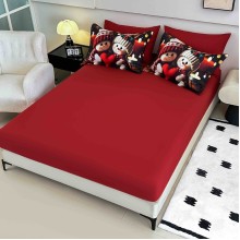 Коледен спален комплект чаршафи - Приятели, от 6 части с ластик