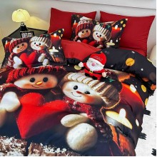 Коледен спален комплект чаршафи - Приятели, от 6 части с ластик