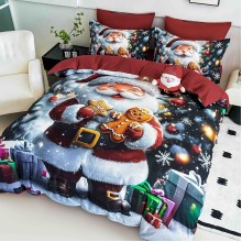 Коледен спален комплект чаршафи - Дядо Коледа, от 6 части с ластик Коледен спален комплект чаршафи - Дядо Коледа, от 6 части с ластик