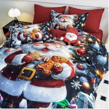 Коледен спален комплект чаршафи - Дядо Коледа, от 6 части с ластик Коледен спален комплект чаршафи - Дядо Коледа, от 6 части с ластик