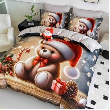 Коледен спален комплект чаршафи - Коледно мече, от 6 части с ластик Коледен спален комплект чаршафи - Коледно мече, от 6 части с ластик