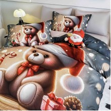 Коледен спален комплект чаршафи - Коледно мече, от 6 части с ластик Коледен спален комплект чаршафи - Коледно мече, от 6 части с ластик