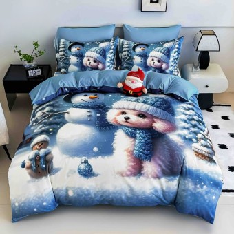 Коледен спален комплект чаршафи - Малчо, от 6 части сластик